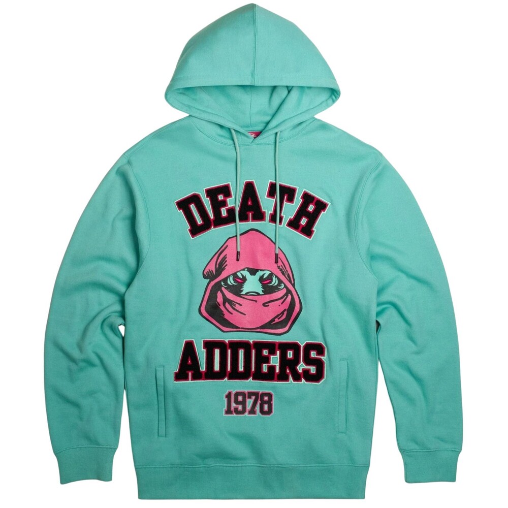 Mishka Hoodie Men's Teal Blue Death Adders 1978 Graphic Print Embroidered MNWKA